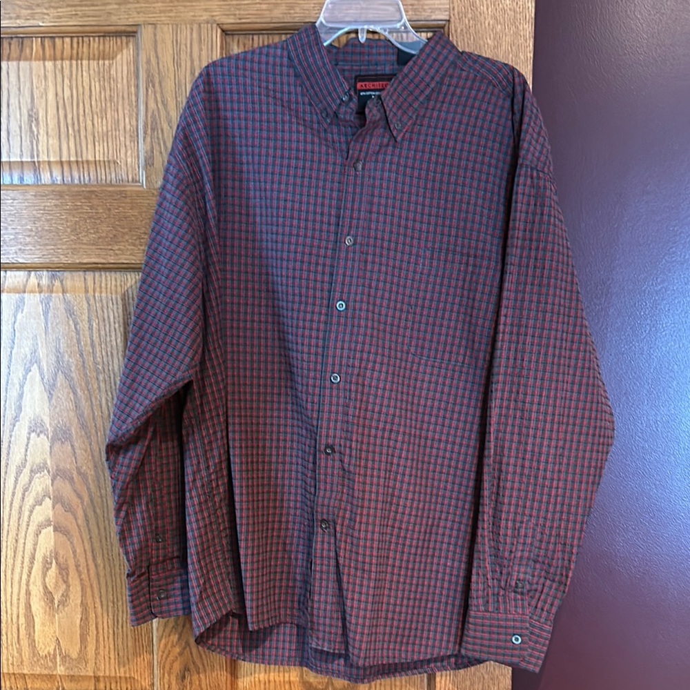 Men's Red and Blue Checkered Shirt